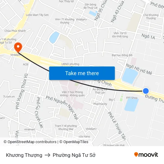 Khương Thượng to Phường Ngã Tư Sở map
