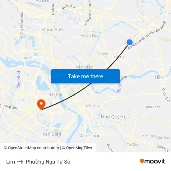 Lim to Phường Ngã Tư Sở map