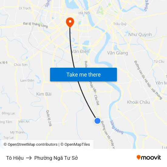 Tô Hiệu to Phường Ngã Tư Sở map