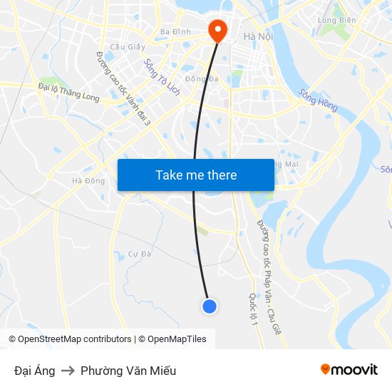 Đại Áng to Phường Văn Miếu map