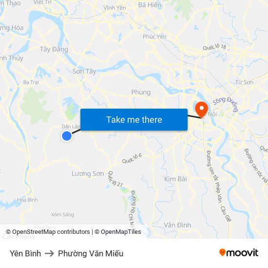 Yên Bình to Phường Văn Miếu map