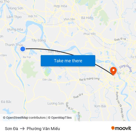 Sơn Đà to Phường Văn Miếu map