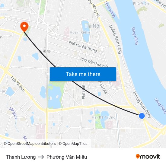 Thanh Lương to Phường Văn Miếu map