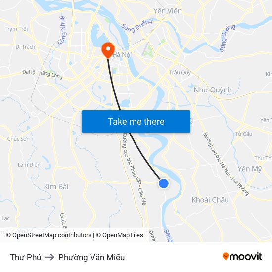 Thư Phú to Phường Văn Miếu map