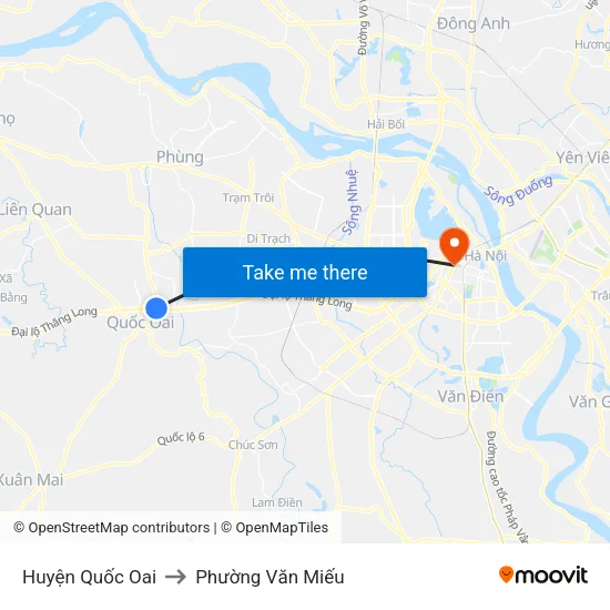 Huyện Quốc Oai to Phường Văn Miếu map