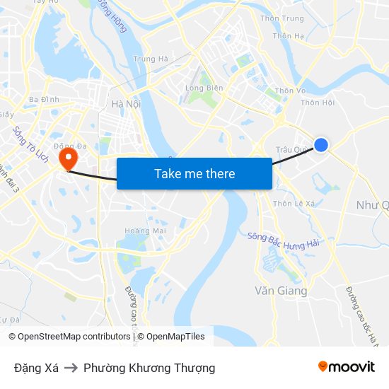 Đặng Xá to Phường Khương Thượng map