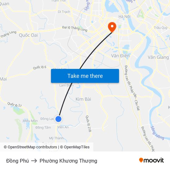 Đồng Phú to Phường Khương Thượng map