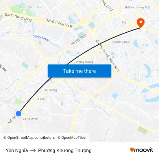 Yên Nghĩa to Phường Khương Thượng map