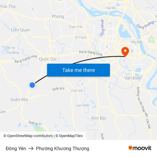 Đông Yên to Phường Khương Thượng map