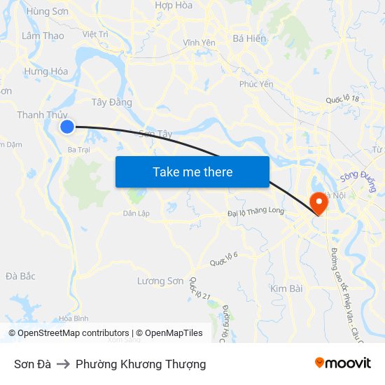 Sơn Đà to Phường Khương Thượng map