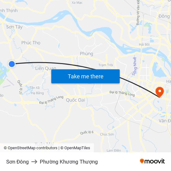 Sơn Đông to Phường Khương Thượng map