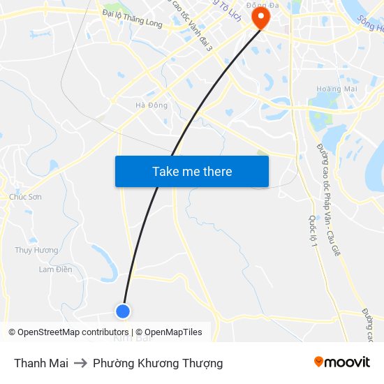 Thanh Mai to Phường Khương Thượng map
