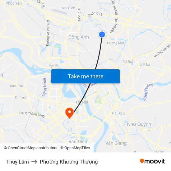 Thuỵ Lâm to Phường Khương Thượng map