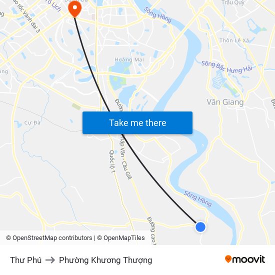 Thư Phú to Phường Khương Thượng map