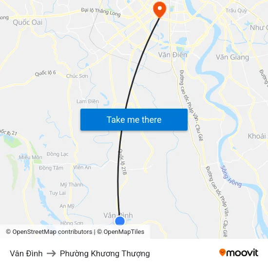 Vân Đình to Phường Khương Thượng map