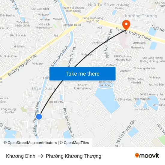 Khương Đình to Phường Khương Thượng map