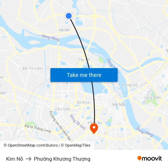 Kim Nỗ to Phường Khương Thượng map