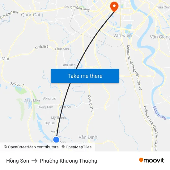 Hồng Sơn to Phường Khương Thượng map