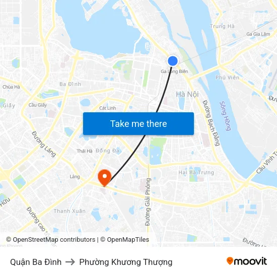Quận Ba Đình to Phường Khương Thượng map