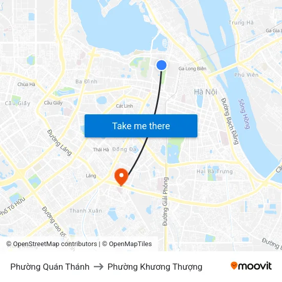 Phường Quán Thánh to Phường Khương Thượng map