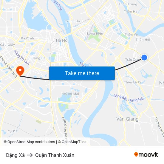Đặng Xá to Quận Thanh Xuân map