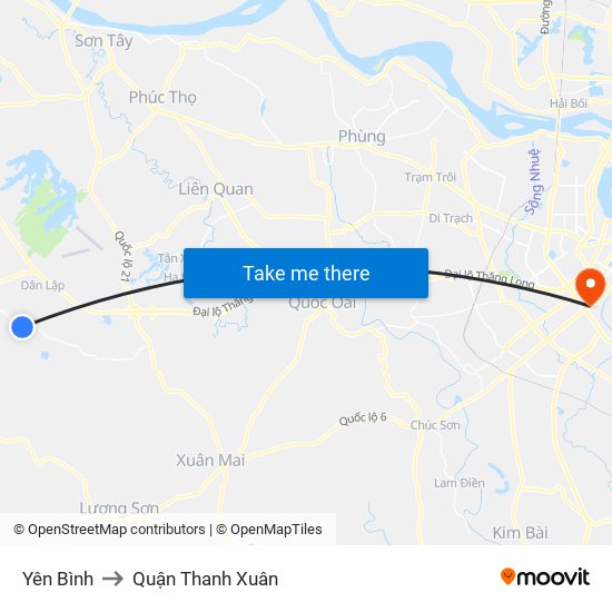 Yên Bình to Quận Thanh Xuân map