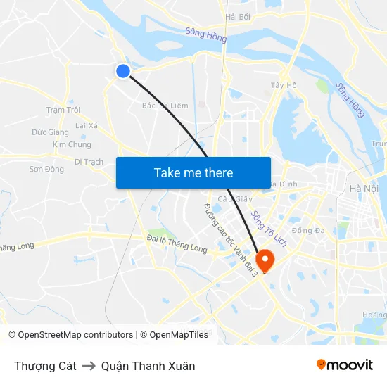 Thượng Cát to Quận Thanh Xuân map