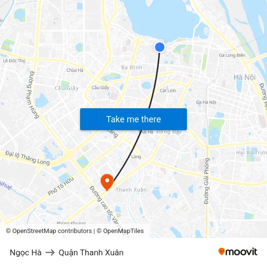 Ngọc Hà to Quận Thanh Xuân map