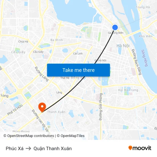 Phúc Xá to Quận Thanh Xuân map