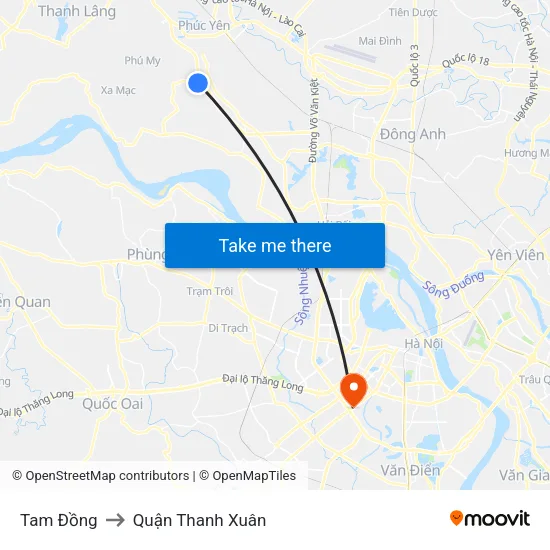 Tam Đồng to Quận Thanh Xuân map