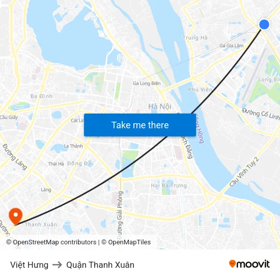 Việt Hưng to Quận Thanh Xuân map