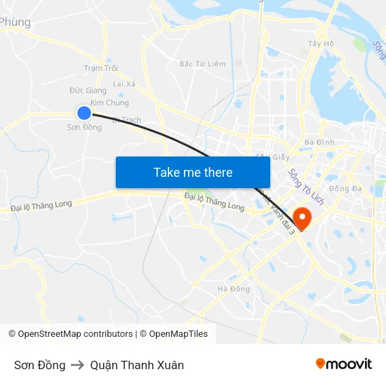 Sơn Đồng to Quận Thanh Xuân map