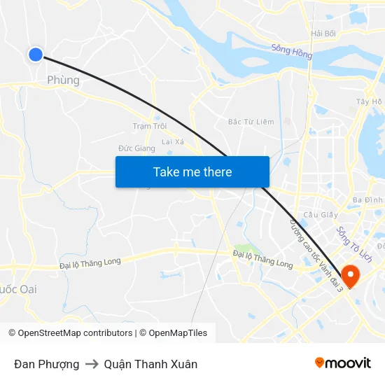 Đan Phượng to Quận Thanh Xuân map