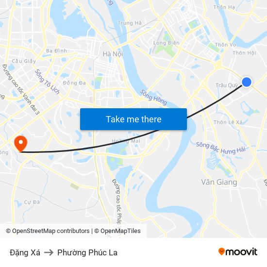 Đặng Xá to Phường Phúc La map