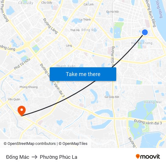 Đống Mác to Phường Phúc La map