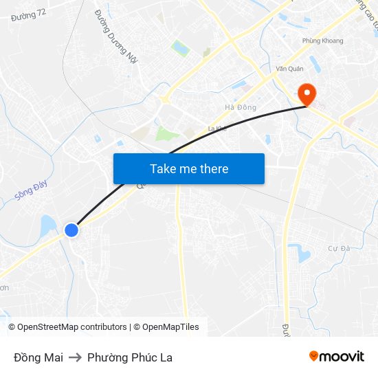 Đồng Mai to Phường Phúc La map