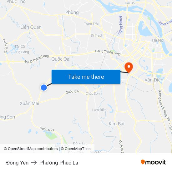 Đông Yên to Phường Phúc La map