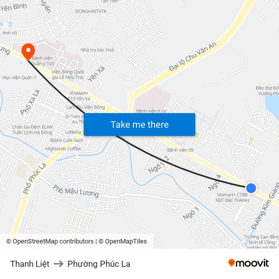 Thanh Liệt to Phường Phúc La map