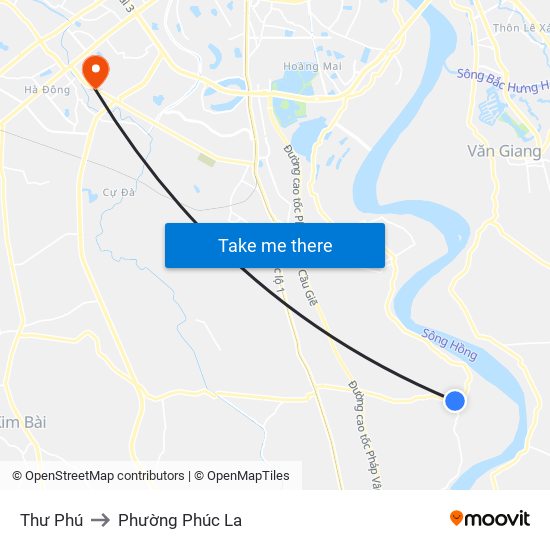 Thư Phú to Phường Phúc La map