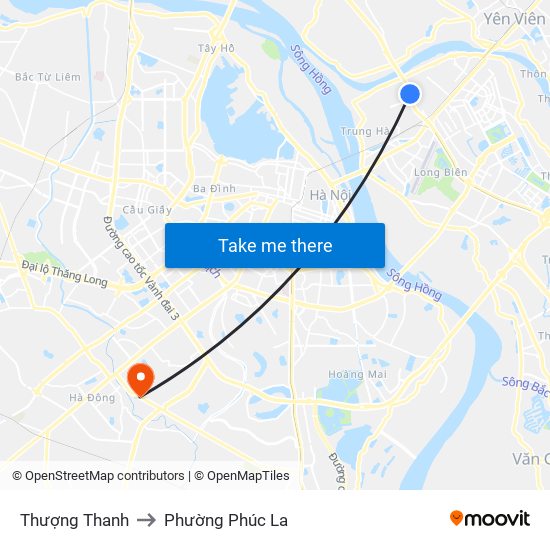 Thượng Thanh to Phường Phúc La map