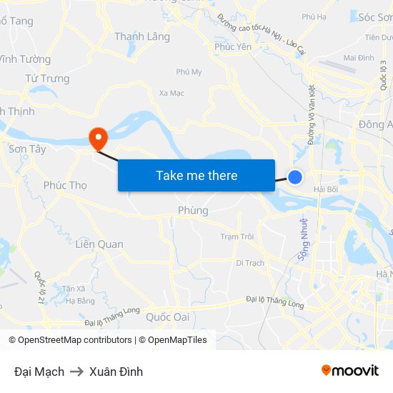 Đại Mạch to Xuân Đình map