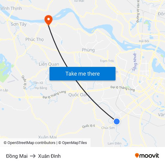 Đồng Mai to Xuân Đình map