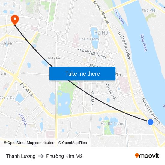 Thanh Lương to Phường Kim Mã map