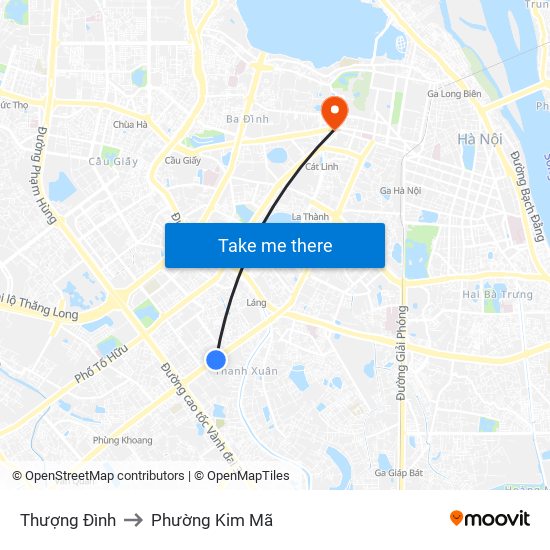 Thượng Đình to Phường Kim Mã map