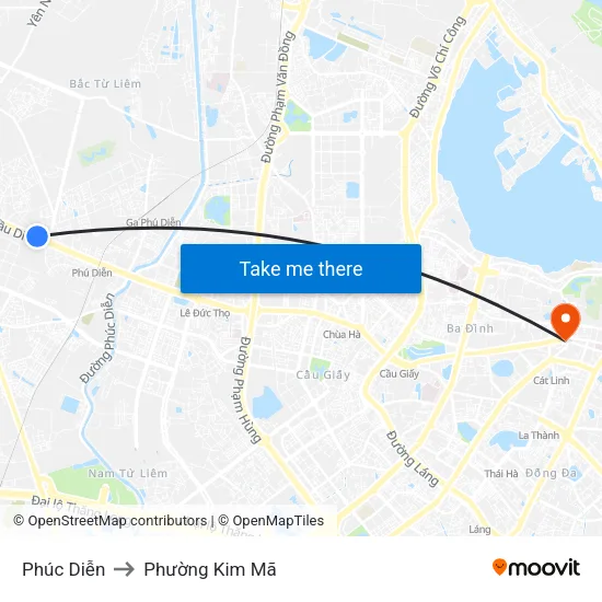 Phúc Diễn to Phường Kim Mã map