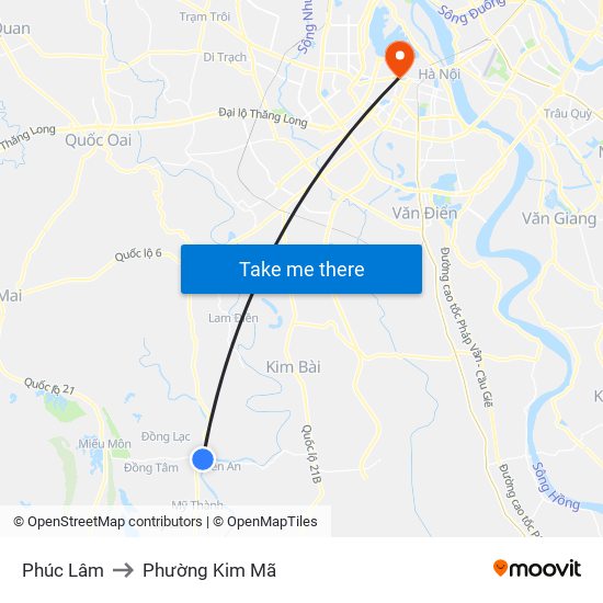 Phúc Lâm to Phường Kim Mã map