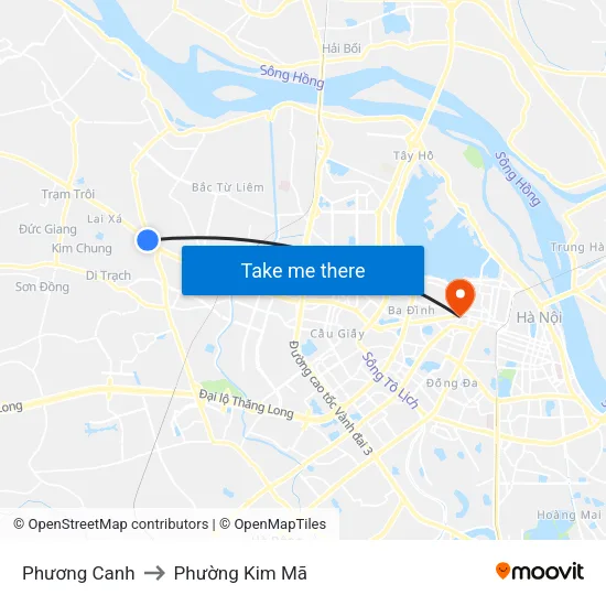 Phương Canh to Phường Kim Mã map