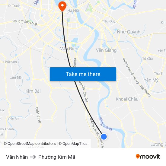 Văn Nhân to Phường Kim Mã map