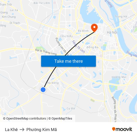 La Khê to Phường Kim Mã map