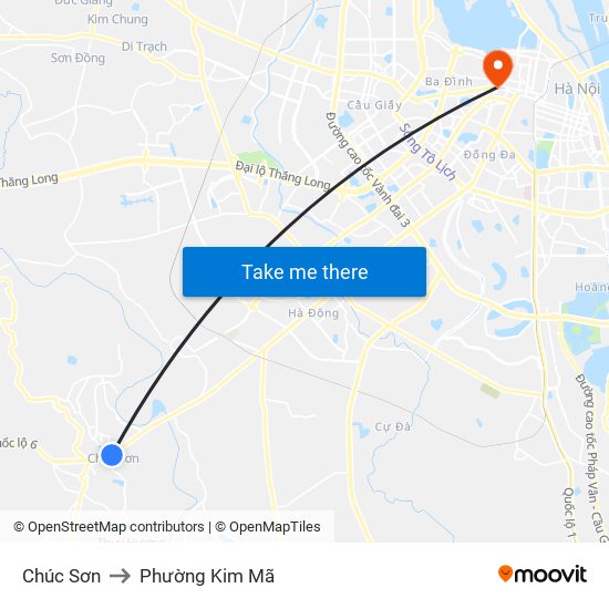 Chúc Sơn to Phường Kim Mã map